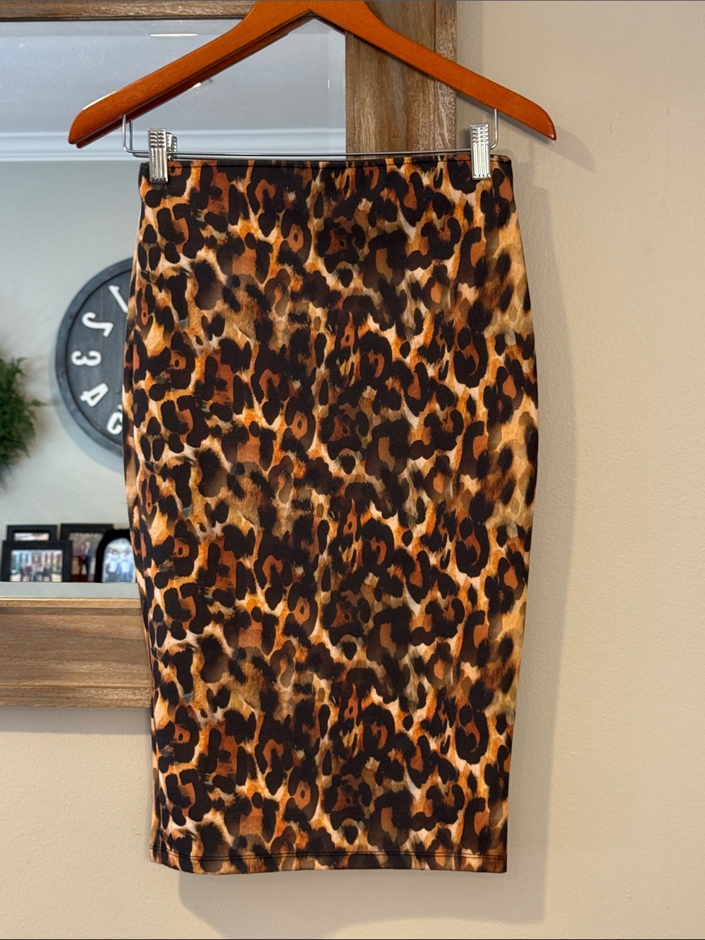 Zara Leopard Print Pencil Skirt - Brown/Black